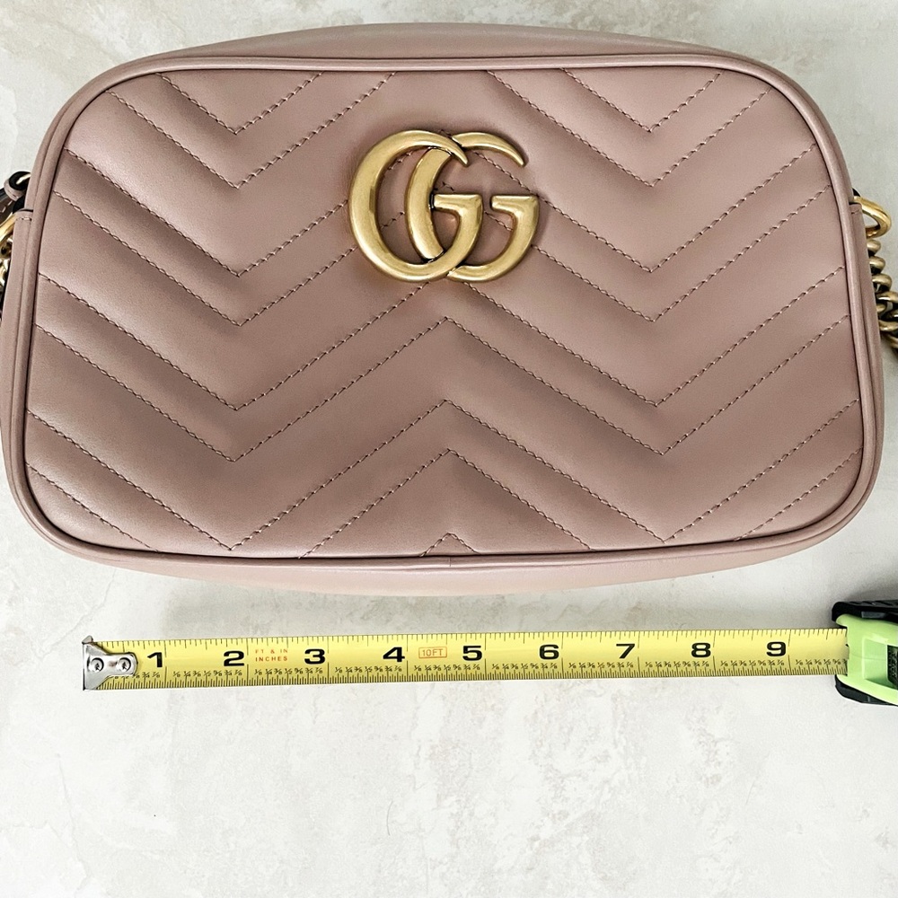 GUCCI MARMONT shoulder/crossbody bag dusty pink leather - Picture 10 of 12